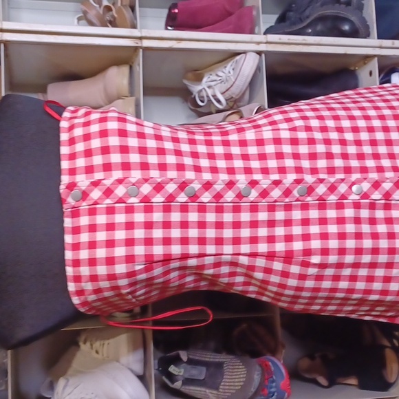 New Urban Outfitters Size M Red Gingham Strapless Dress - Picture 2 of 5